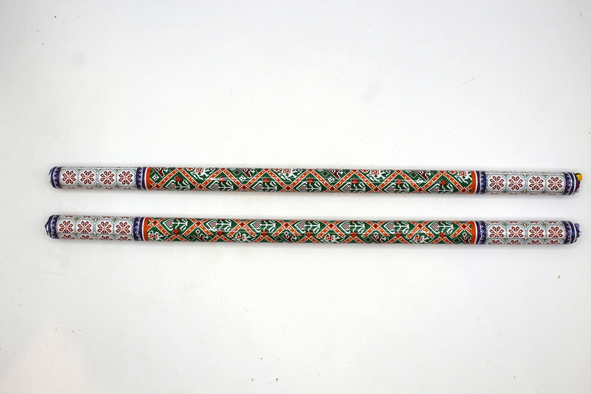 Dandiya Sticks – Traditional Printed, Pair, 15 inch
