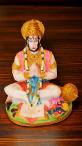 Lord Bahubali Hanuman Idol Bajrang Bali Murti (9cm x 6.5cm x 5.5cm) White