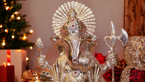 Ganesh Bhagwan Ganesha Statue Ganpati for Home Decor(9.5cm x 6cm x 4.5cm) Silver