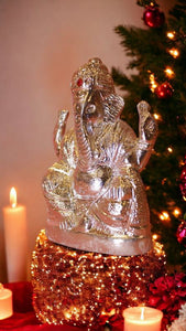 Ganesh Bhagwan Ganesha Statue Ganpati for Home Decor(5cm x 3cm x 1.5cm) Silver