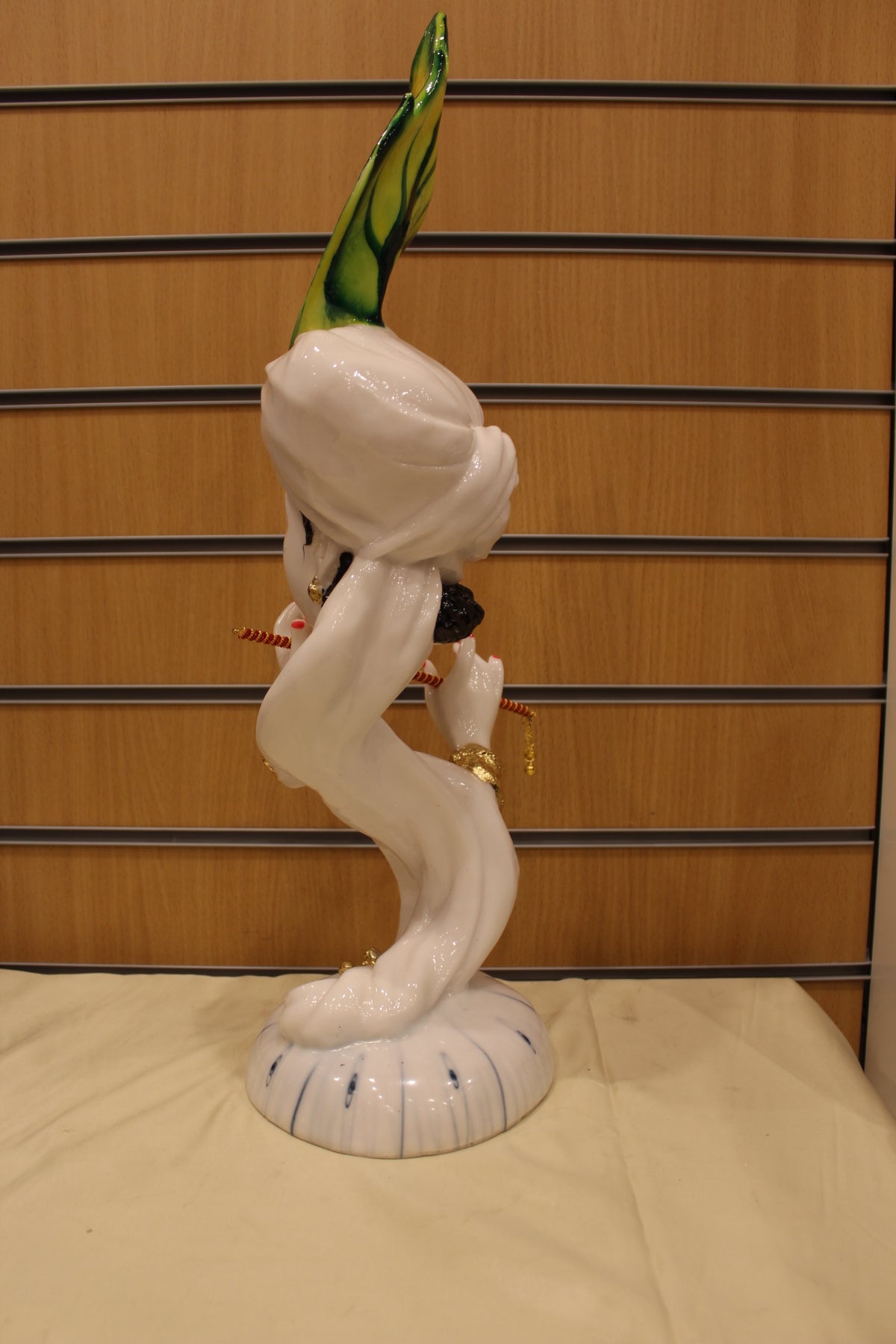 Krishna Gift Statue – Modern White with Peacock Feather, Resin/Fibre, 22 inch – back view