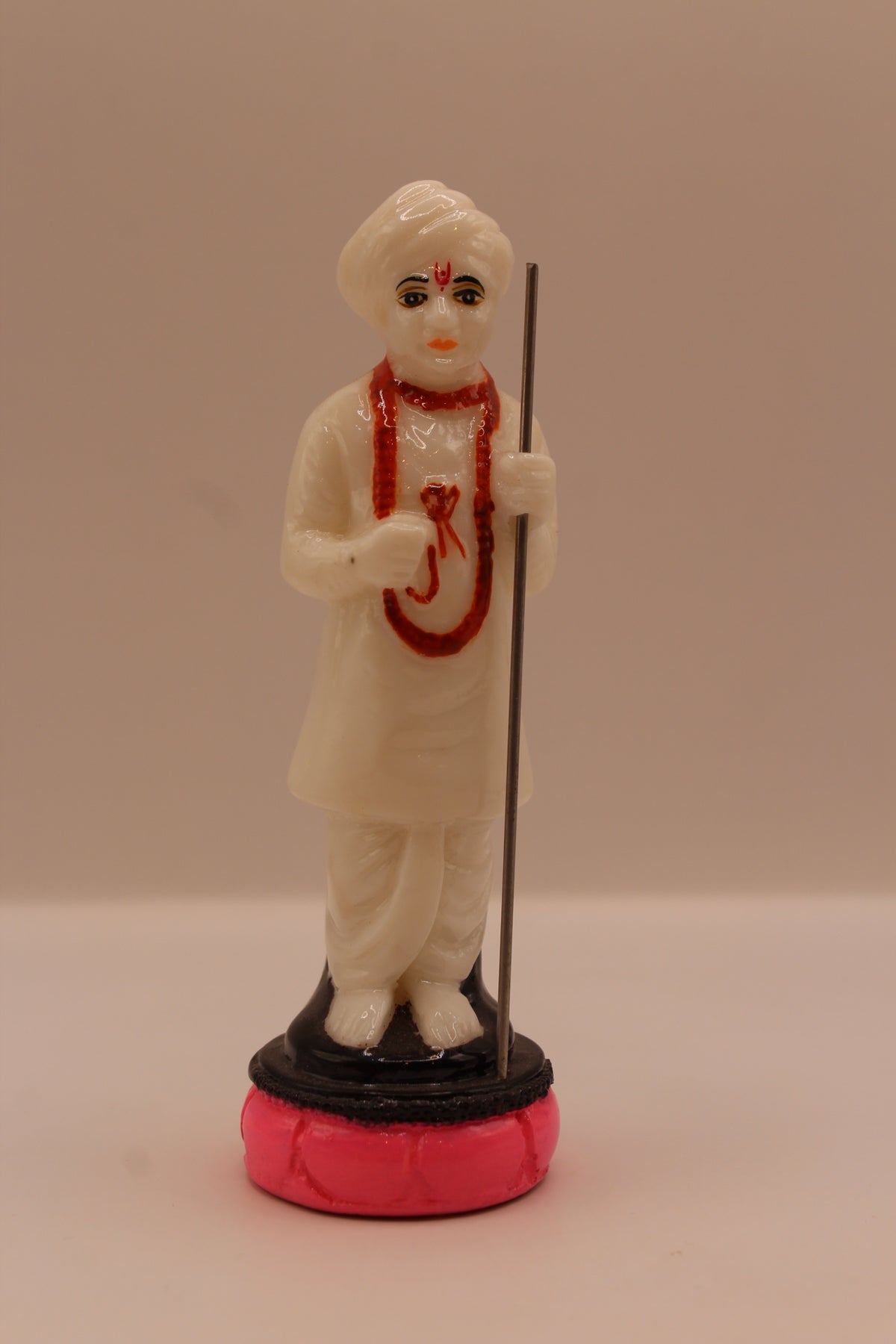 White Jalaram Bapa resin murti, back