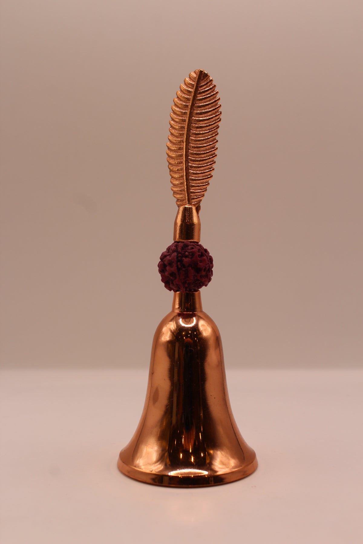 Rudraksha pooja bell, rose gold, right side