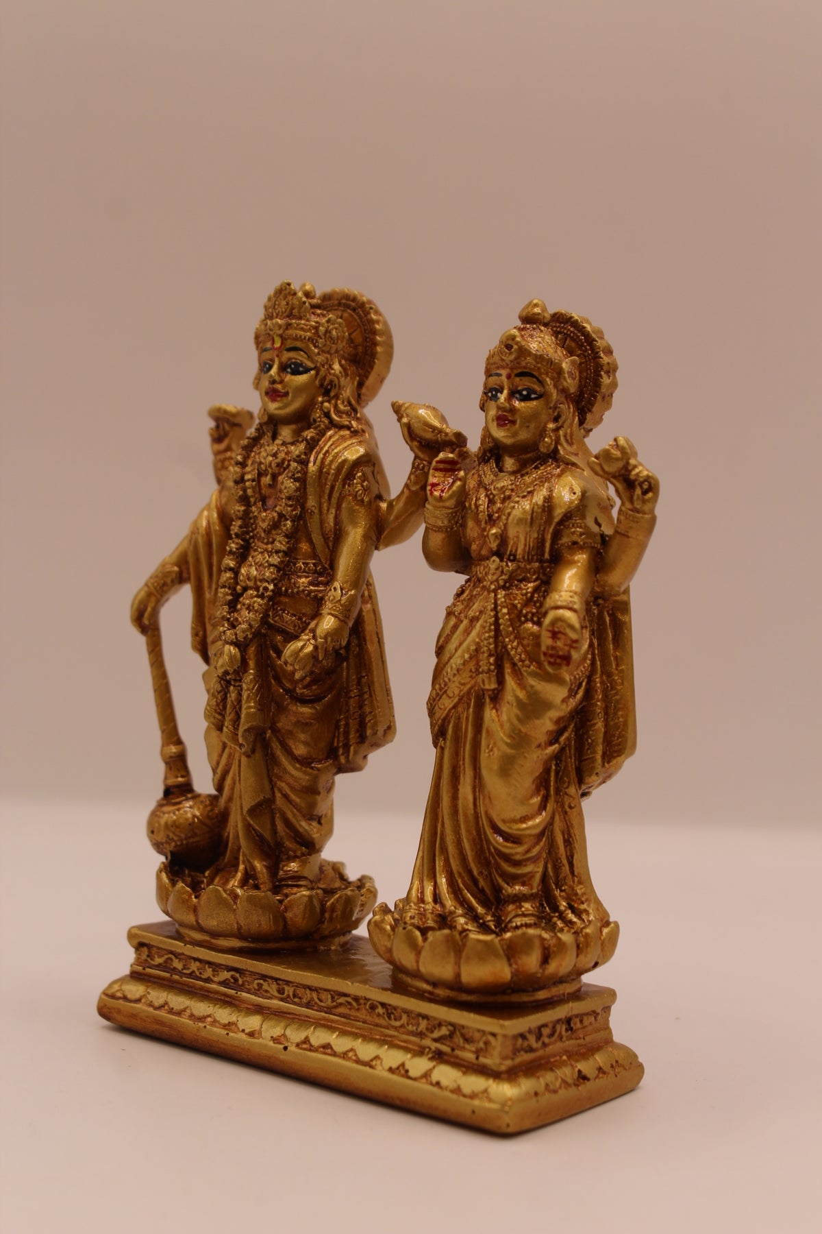 Gold Vishnu Laxmi 5 inch statue, right side