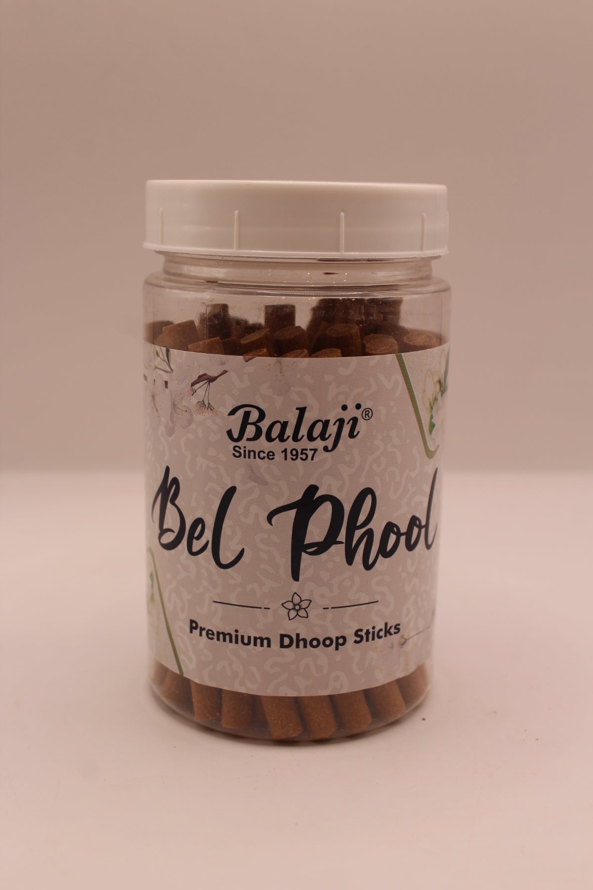 Balaji Bel Phool dhoop sticks jar, front