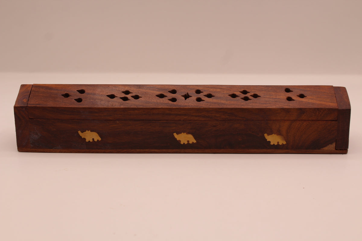 Sheesham wood incense burner box, front