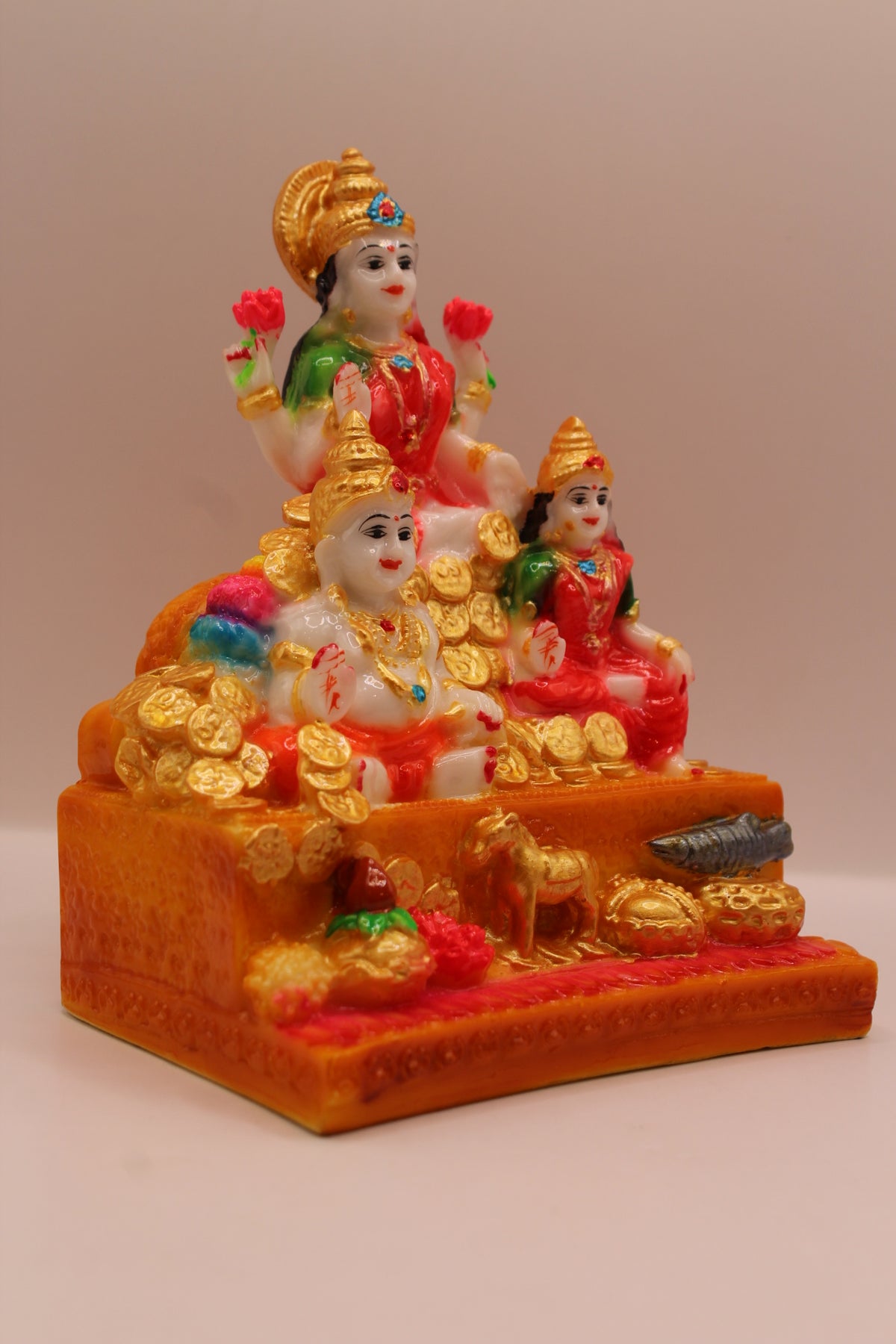 Kuber Laxmi Dhanvantri resin statue, left side