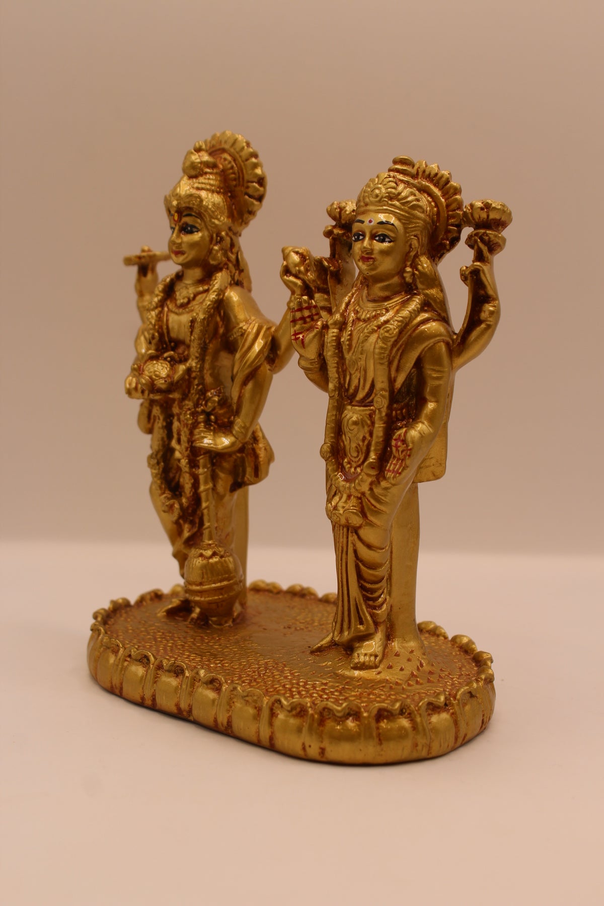Gold Vishnu Laxmi standing statue, right side