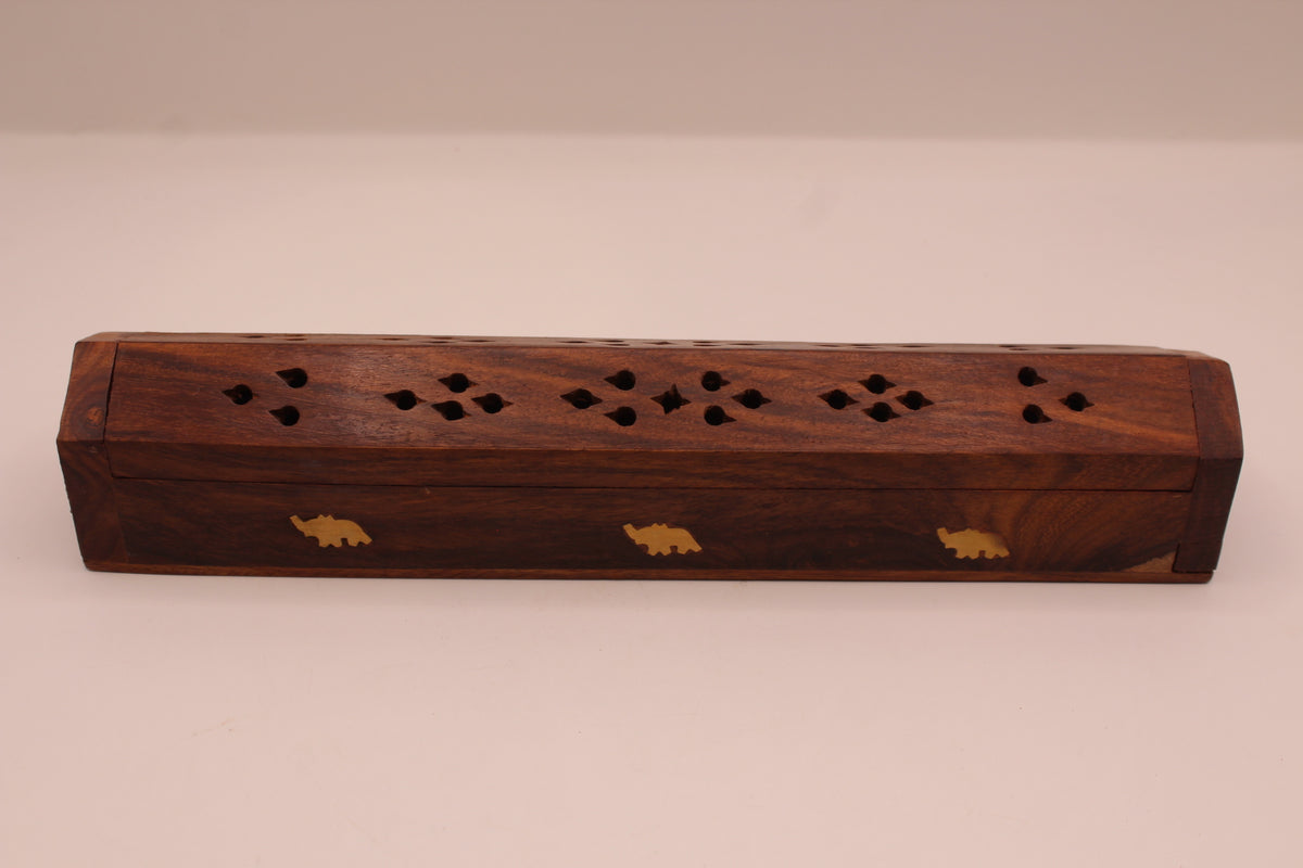 Wooden incense burner box, back