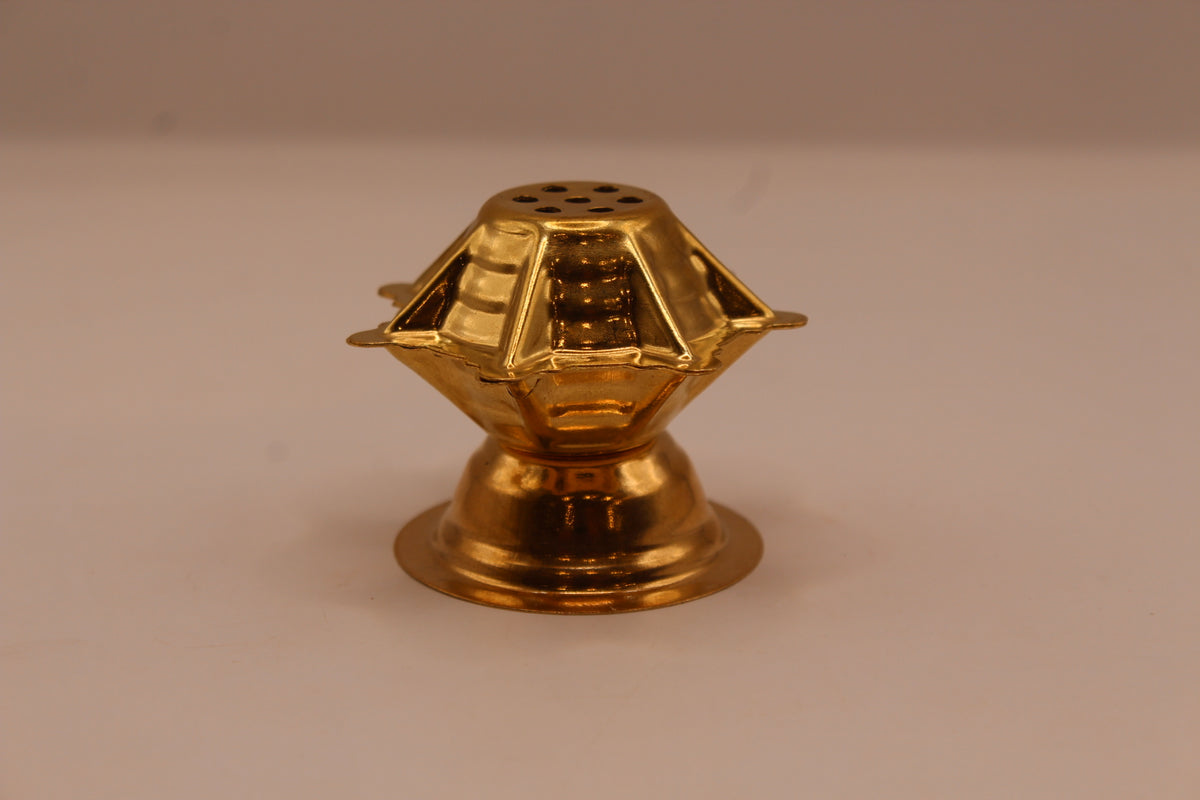 Small gold agarbatti stand, side