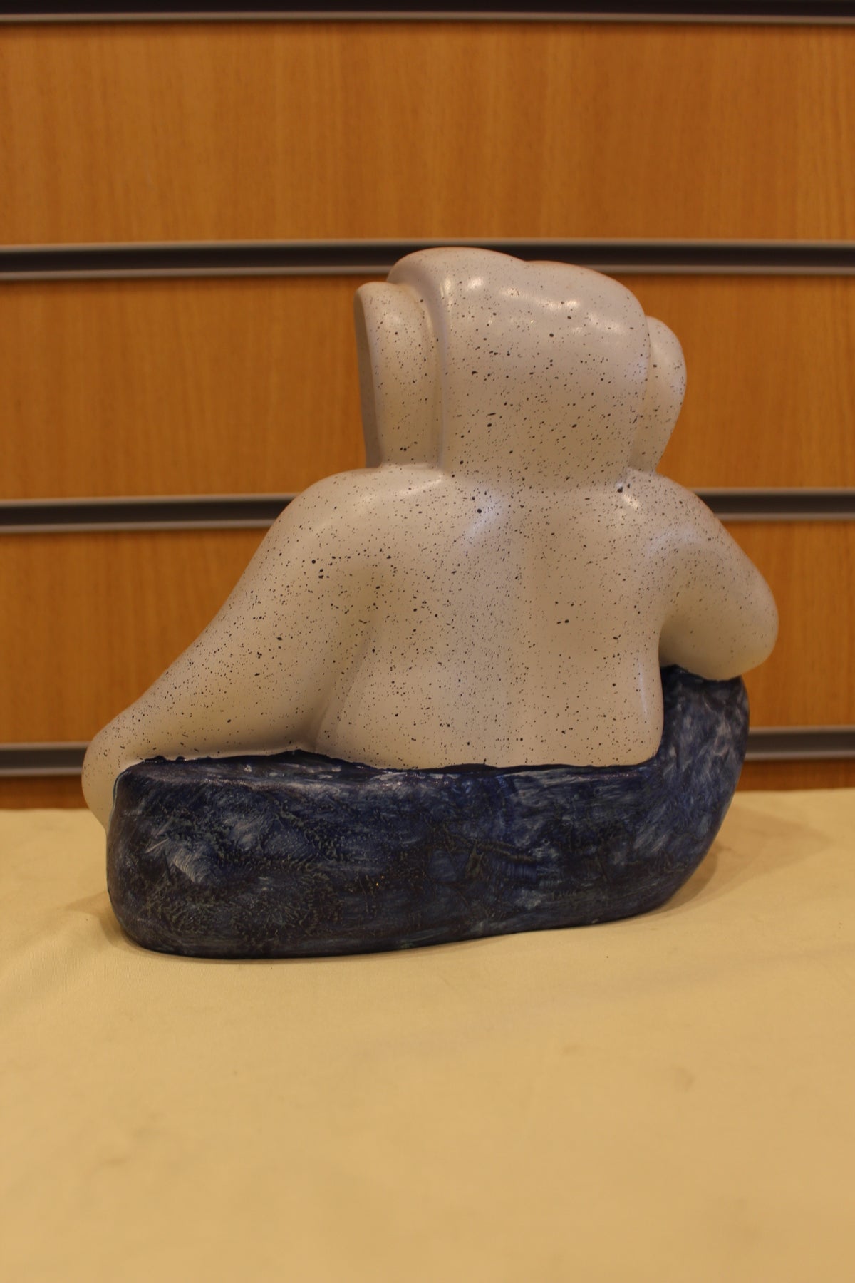 Ganesh Gift Statue – Modern White on Blue Stone, Resin/Fibre, 8 inch – back view