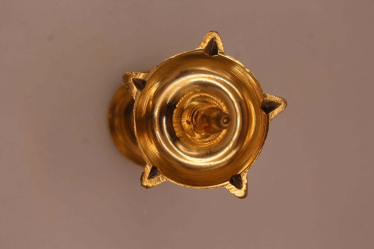 Slim brass samai diya stand, top
