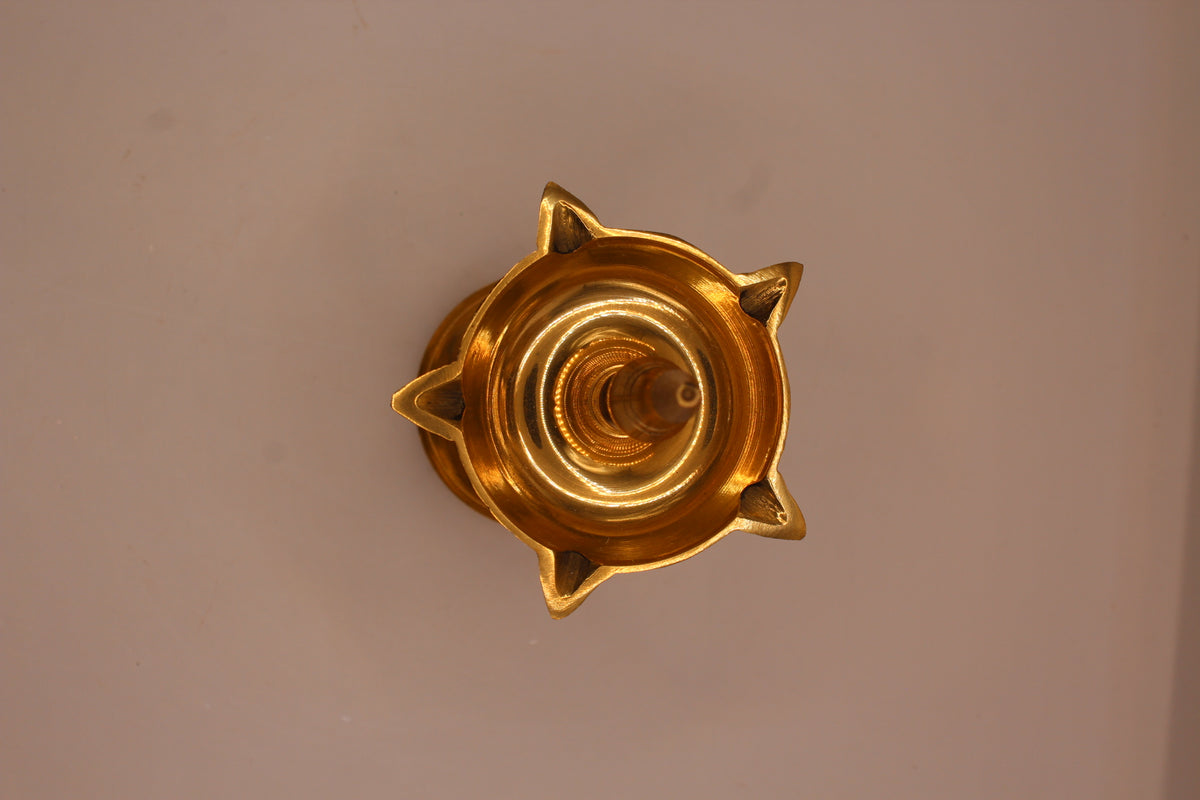 Wide brass samai diya stand, top