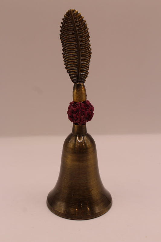 Rudraksha pooja bell, antique bronze, front