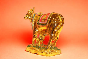 Cow with Calf Vastu,Positive Energy for Home offers Wealth,Prosperity Gold