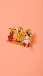 Laxmi,ganesh,saraswati Hindu God fiber idol Gold