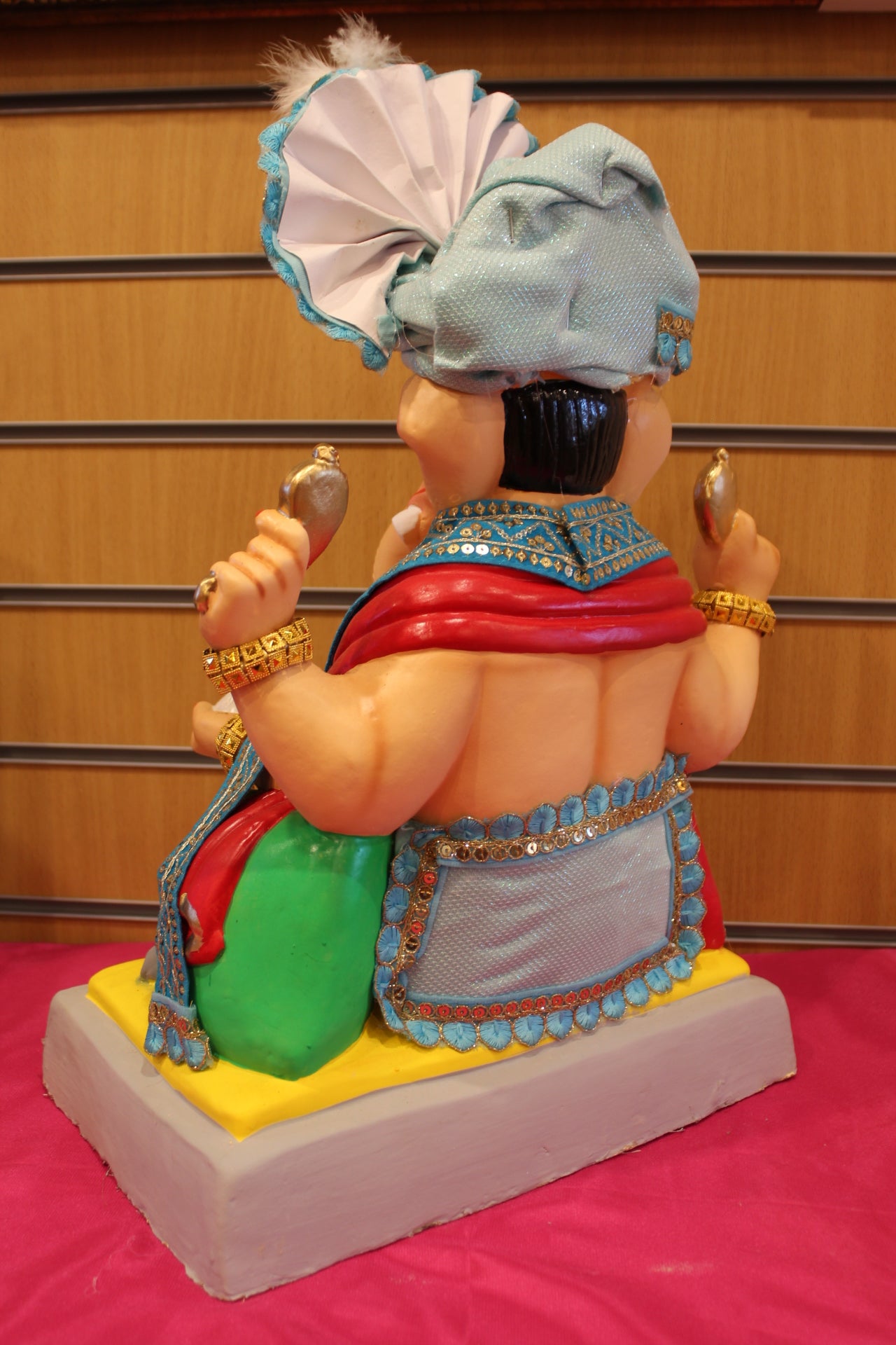 Back view – ice blue satin full safa set