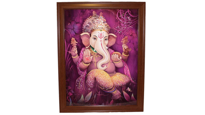 Divine Blessings: Embrace Serenity with Our Exquisite Ganapti Frame! Purple