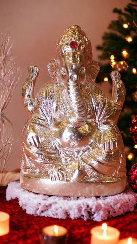 Ganesh Bhagwan Ganesha Statue Ganpati for Home Decor(5cm x 3cm x 1.5cm) Silver