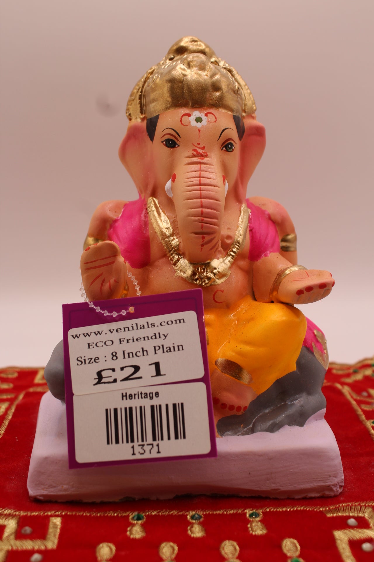 6 inch eco-friendly Ganesh idol seated on the mushak, front