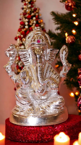 Ganesh Bhagwan Ganesha Statue Ganpati for Home Decor(12cm x 8.5cm x 5.5cm) Silver