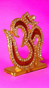 Hindu Religious Symbol OM Idol for Home,Car,Office (2cm x 1.5cm x 0.5cm) Golden