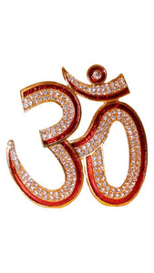 Hindu Religious Symbol OM Idol for Home,Car,Office ( 3.5cm x 3cm x 0.5cm) Red