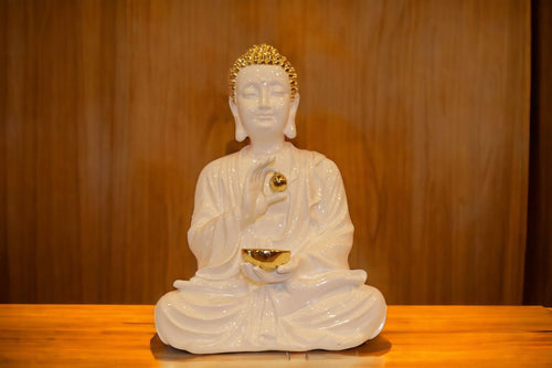 Buddha buddh buddha sitting Showpiece Home decore White