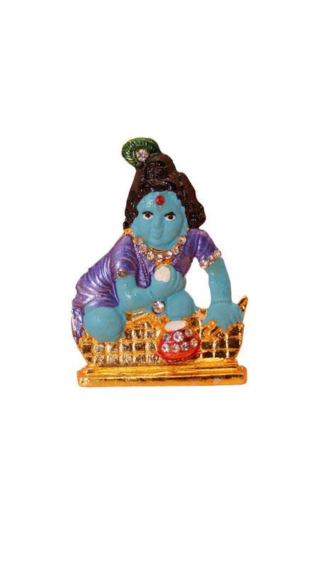 Lord Krishna,Bal gopal Statue Temple,Office decore (2.2cm x1.5cm x0.5cm) Blue
