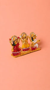 Laxmi,ganesh,saraswati Hindu God fiber idol Gold