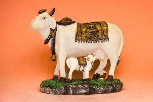 Cow with Calf Vastu,Positive Energy for Home offers Wealth,Prosperity White