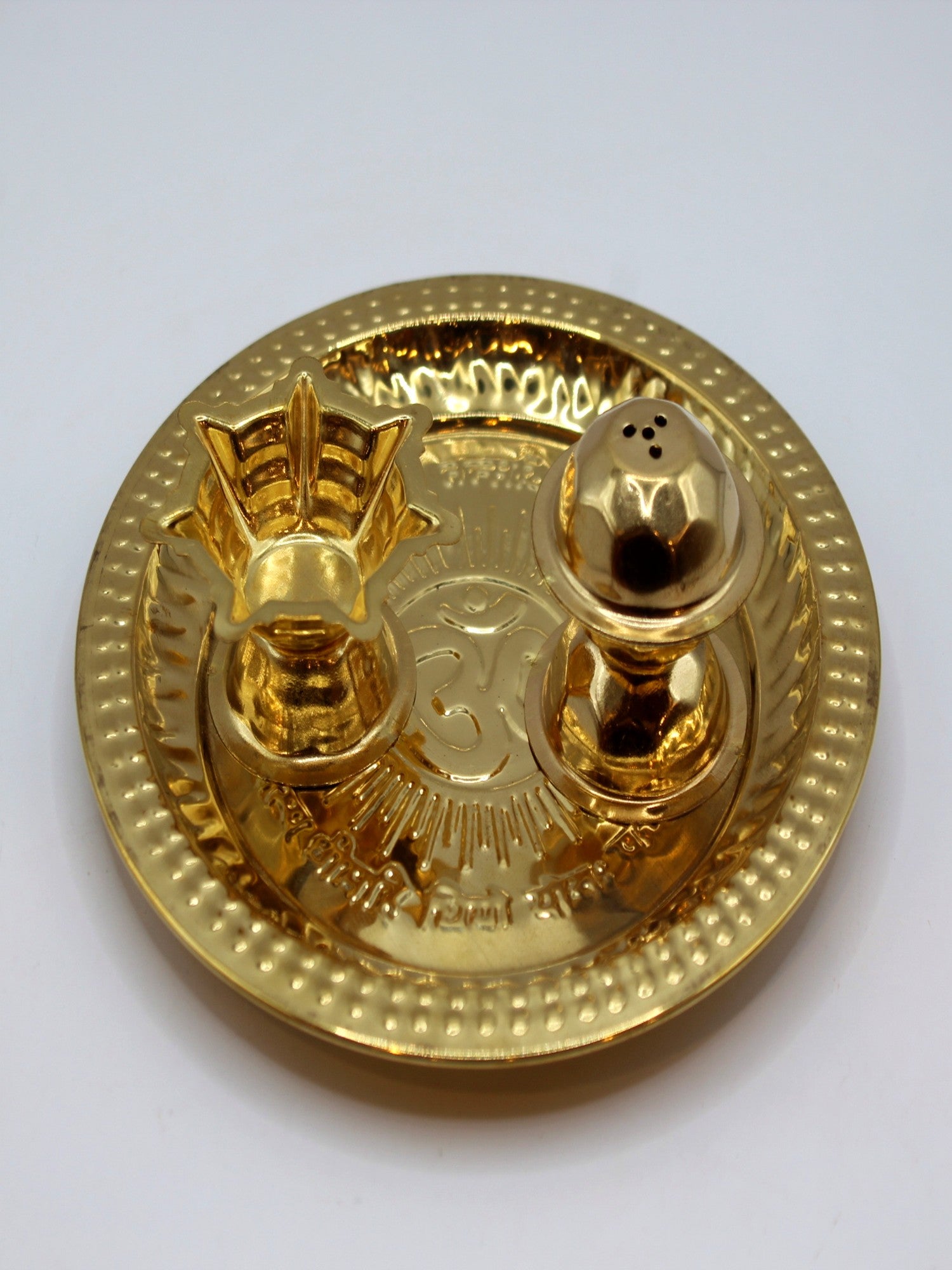 Gold Pooja Thali 5 inch – Diya, Sprinkler & Katori