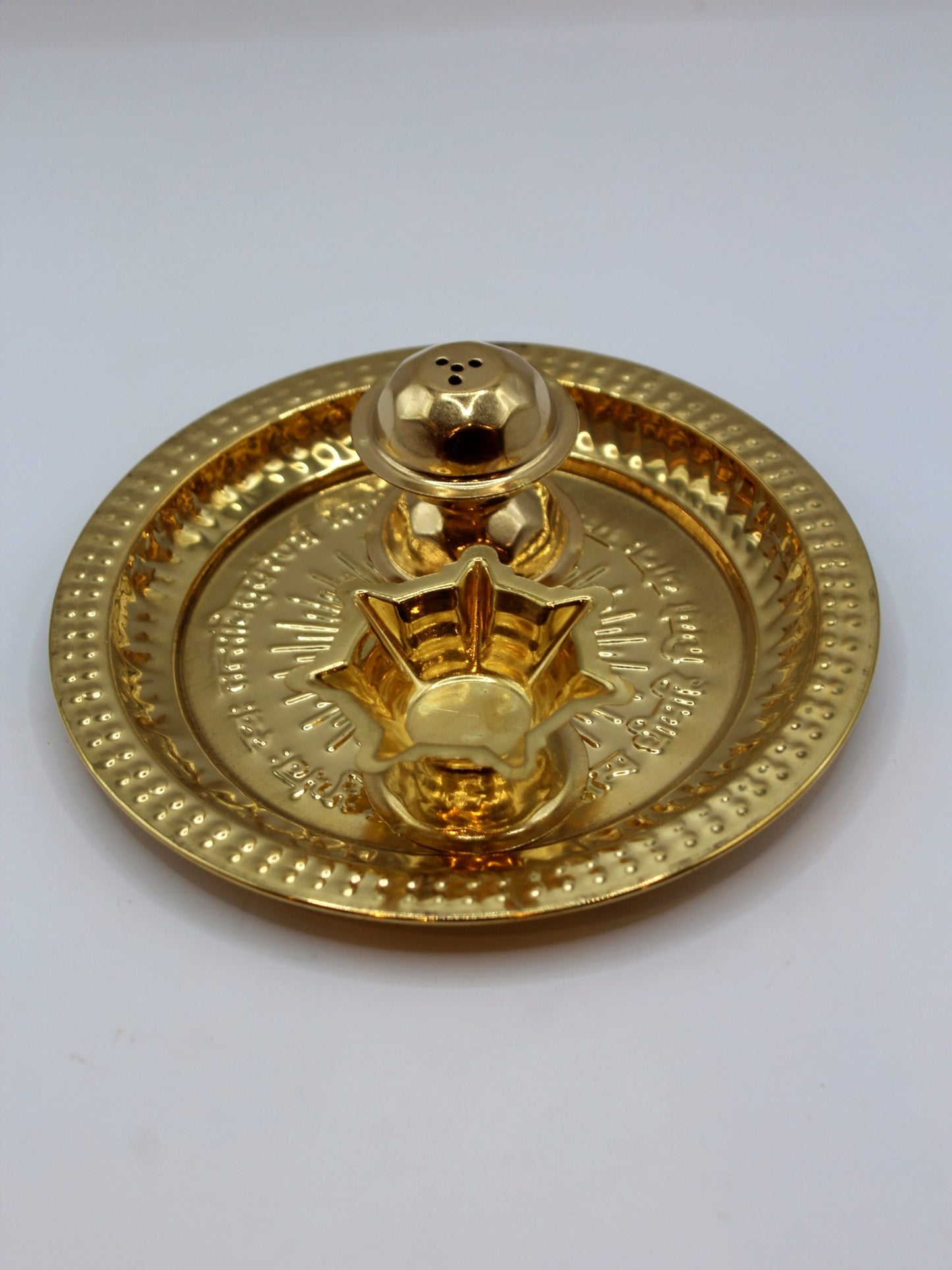 Gold Pooja Thali 5 inch – Diya, Sprinkler & Katori