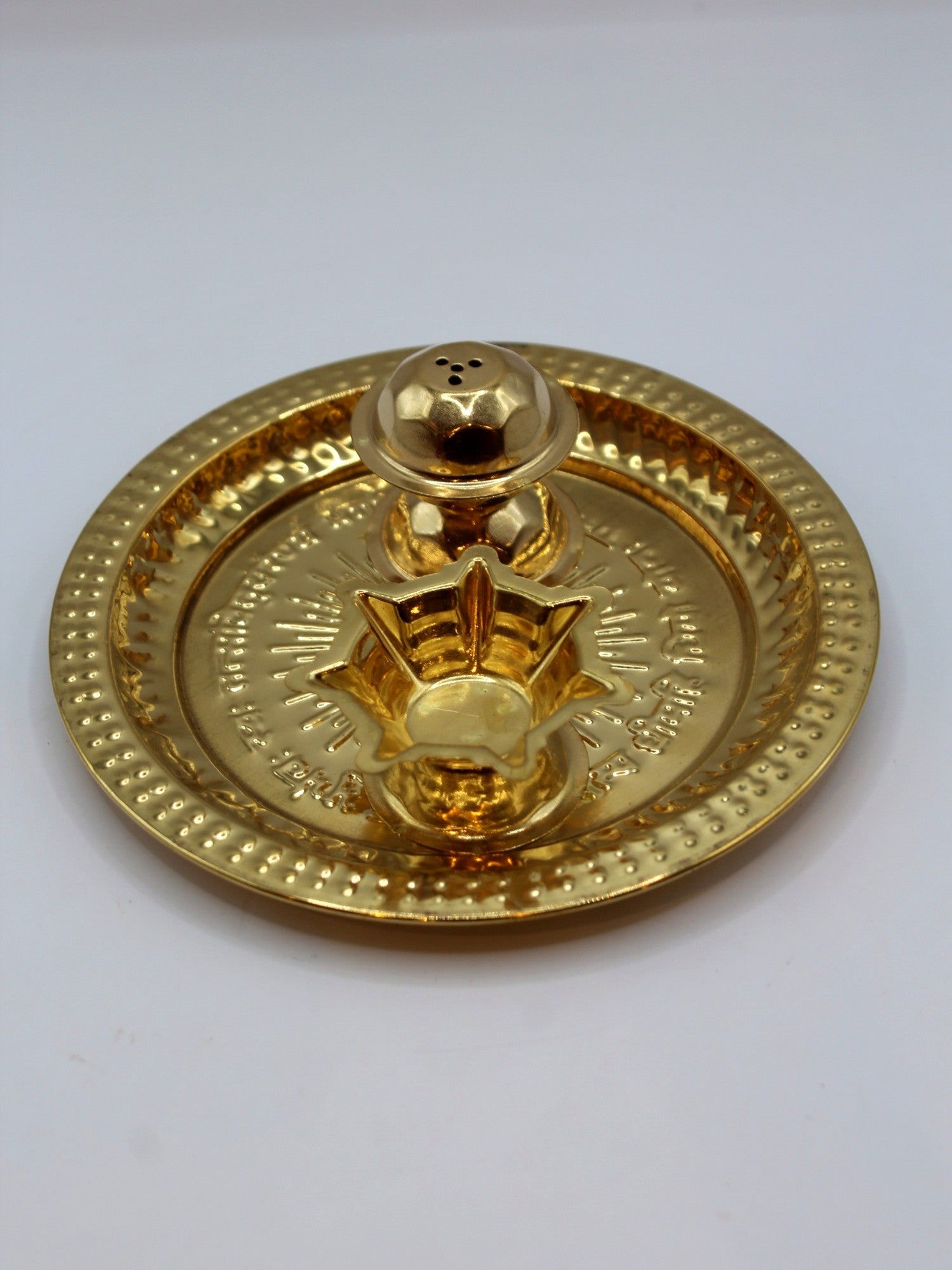 Gold Pooja Thali 5 inch – Diya, Sprinkler & Katori