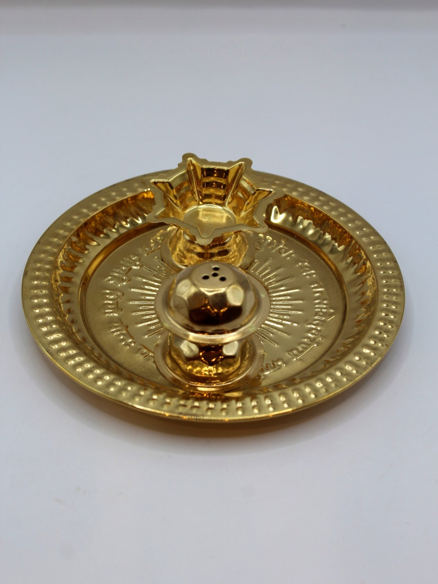 Gold Pooja Thali 5 inch – Diya, Sprinkler & Katori