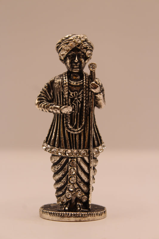 Jalaram Bapa Murti – Silver Finish Metal, 3 inch – front view