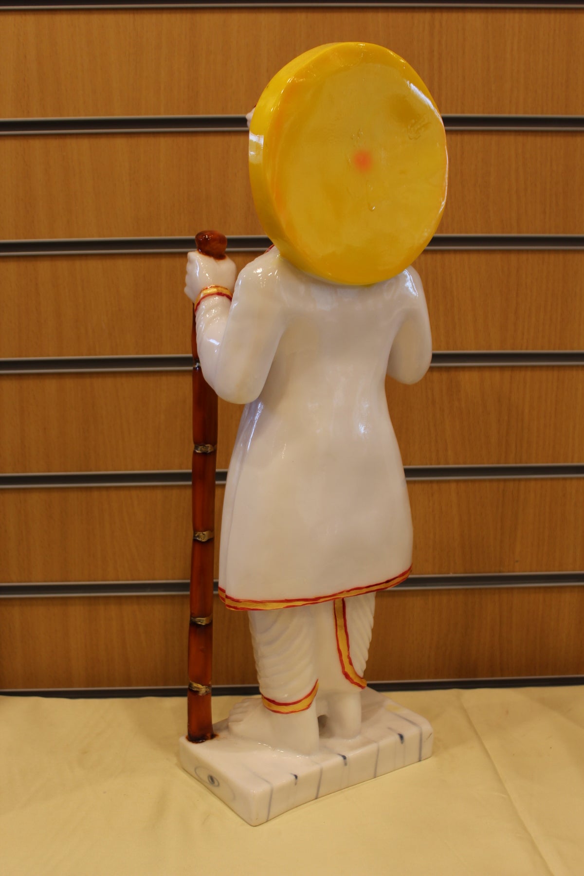 Resin Jalaram Bapa Statue – White with Red Mala, 21 inch – back view