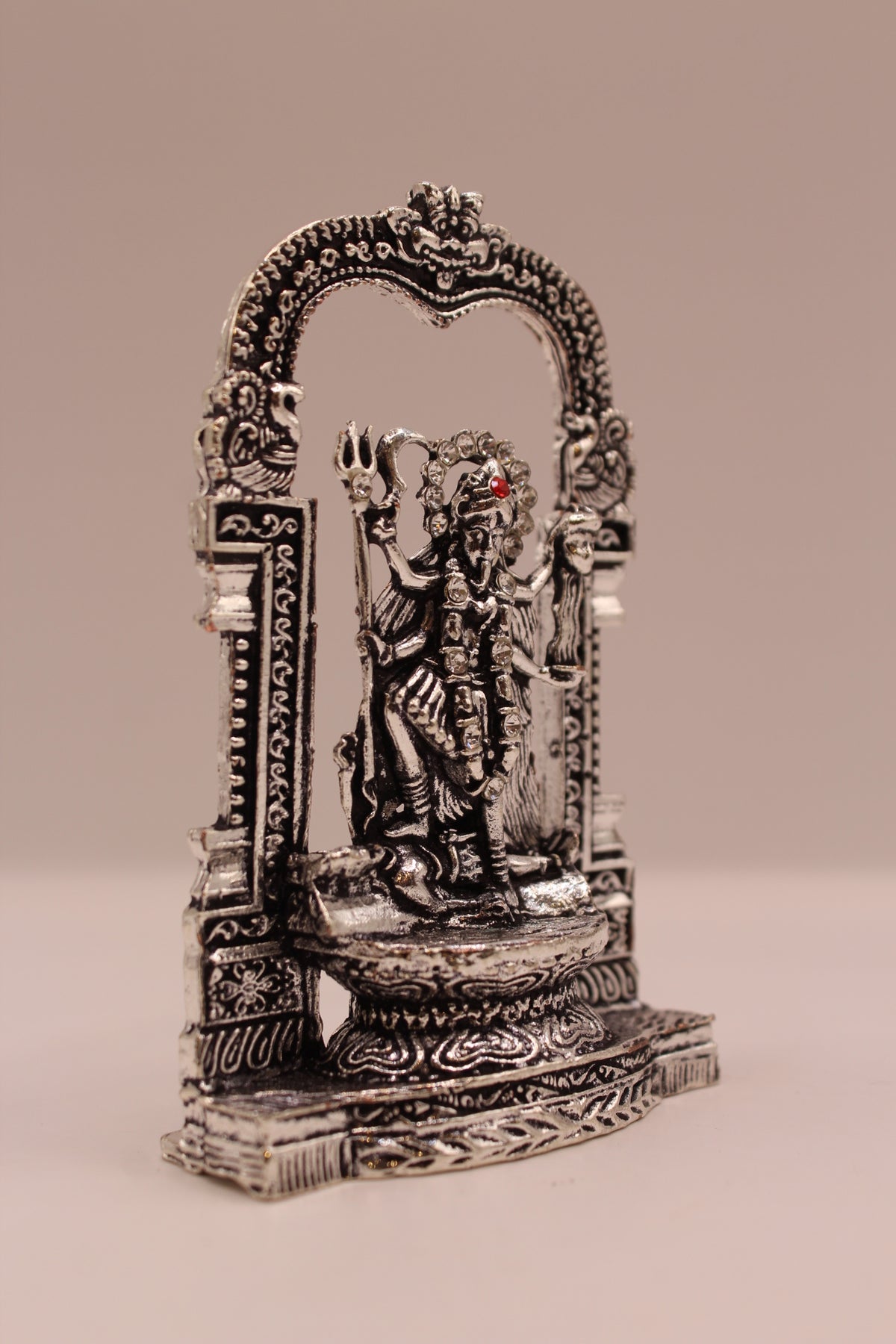 Mahakali Murti – Silver Finish Metal, 3.5 inch – left side view