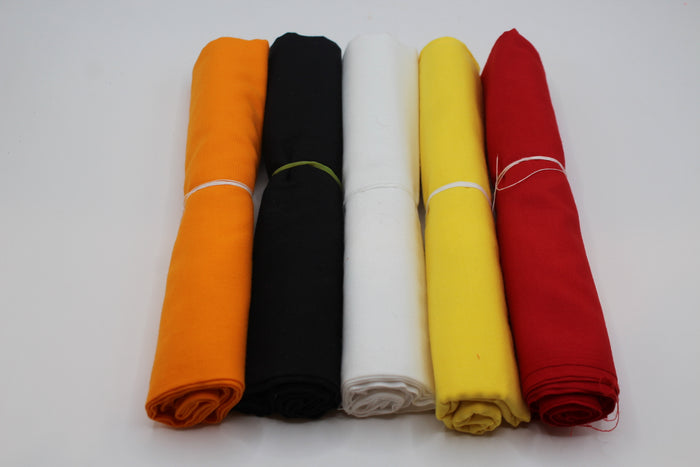 Plain cotton pooja cloth rolls in red, white, black, orange and yellow