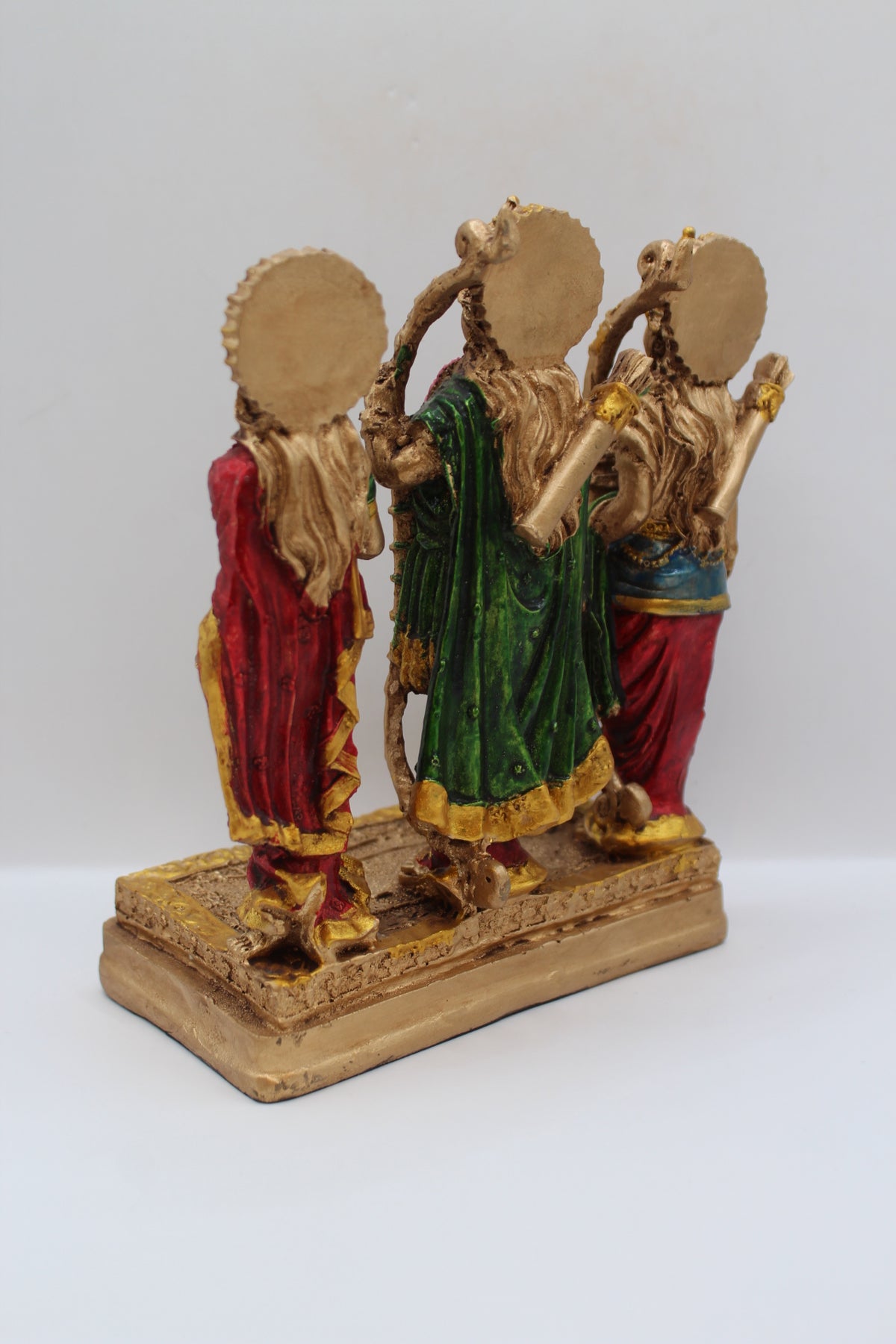 Resin Ram Darbar statue, antique bronze finish, back view