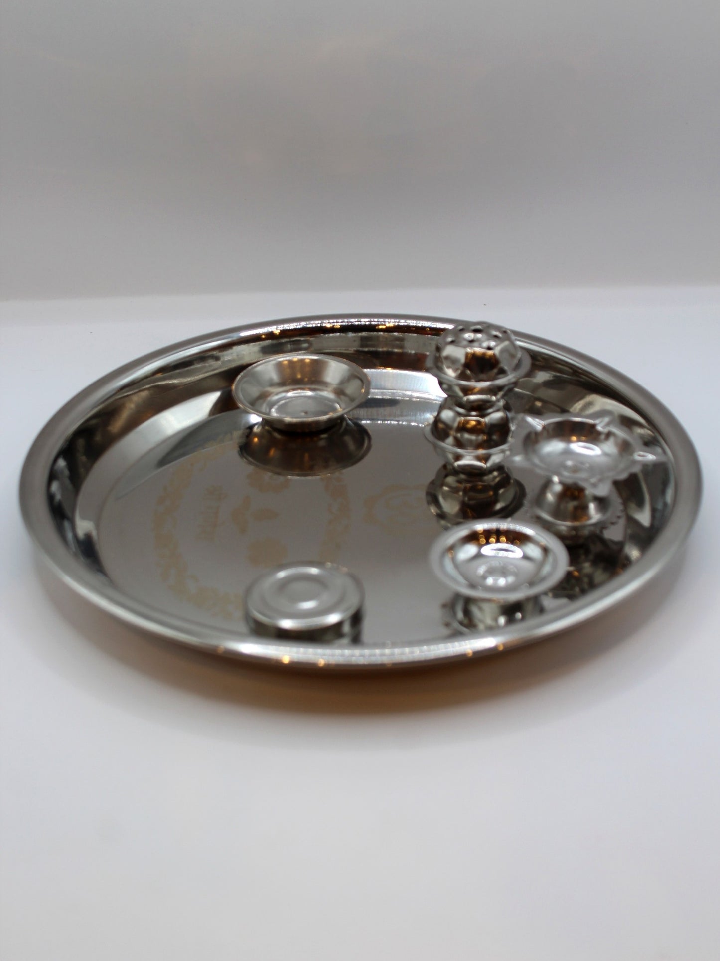Steel Pooja Thali 10 inch – Shri Ganesh Engraved