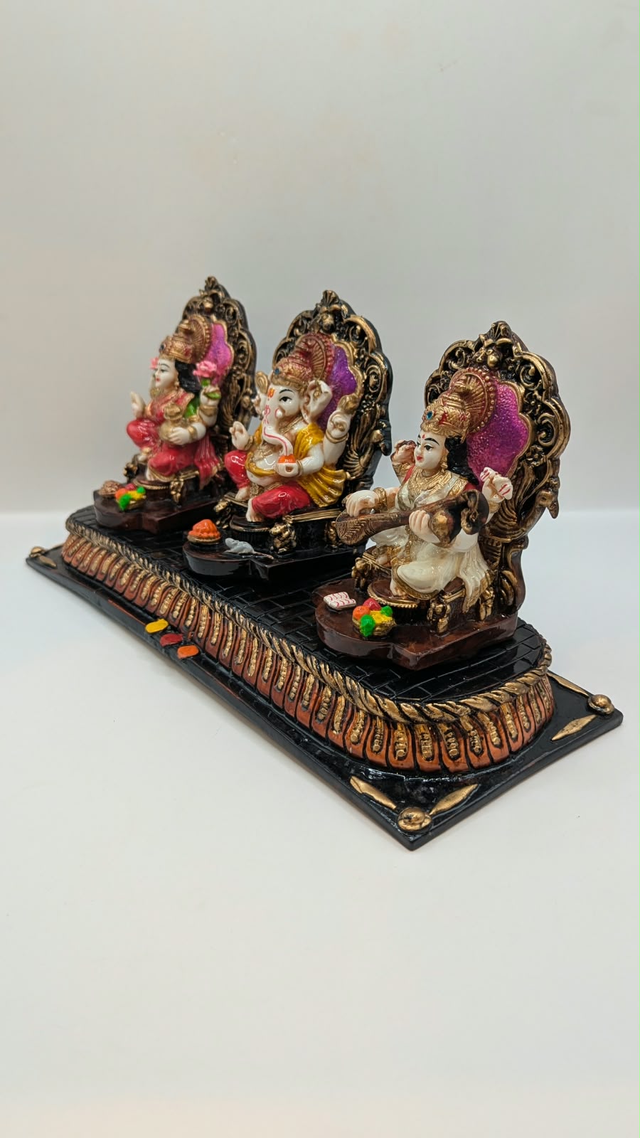 Laxmi Ganesh Saraswati statue set, other side view