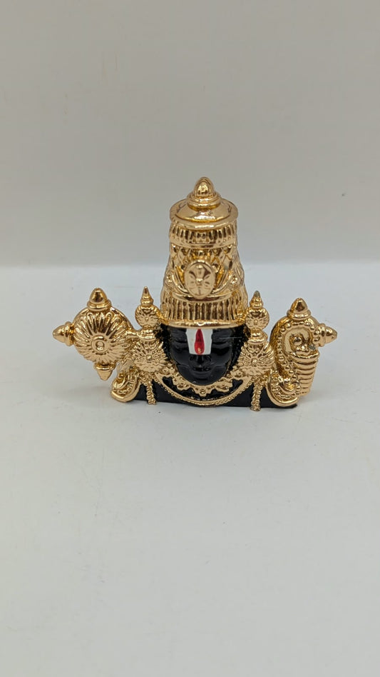 Gold Tirupati Balaji face murti, front view