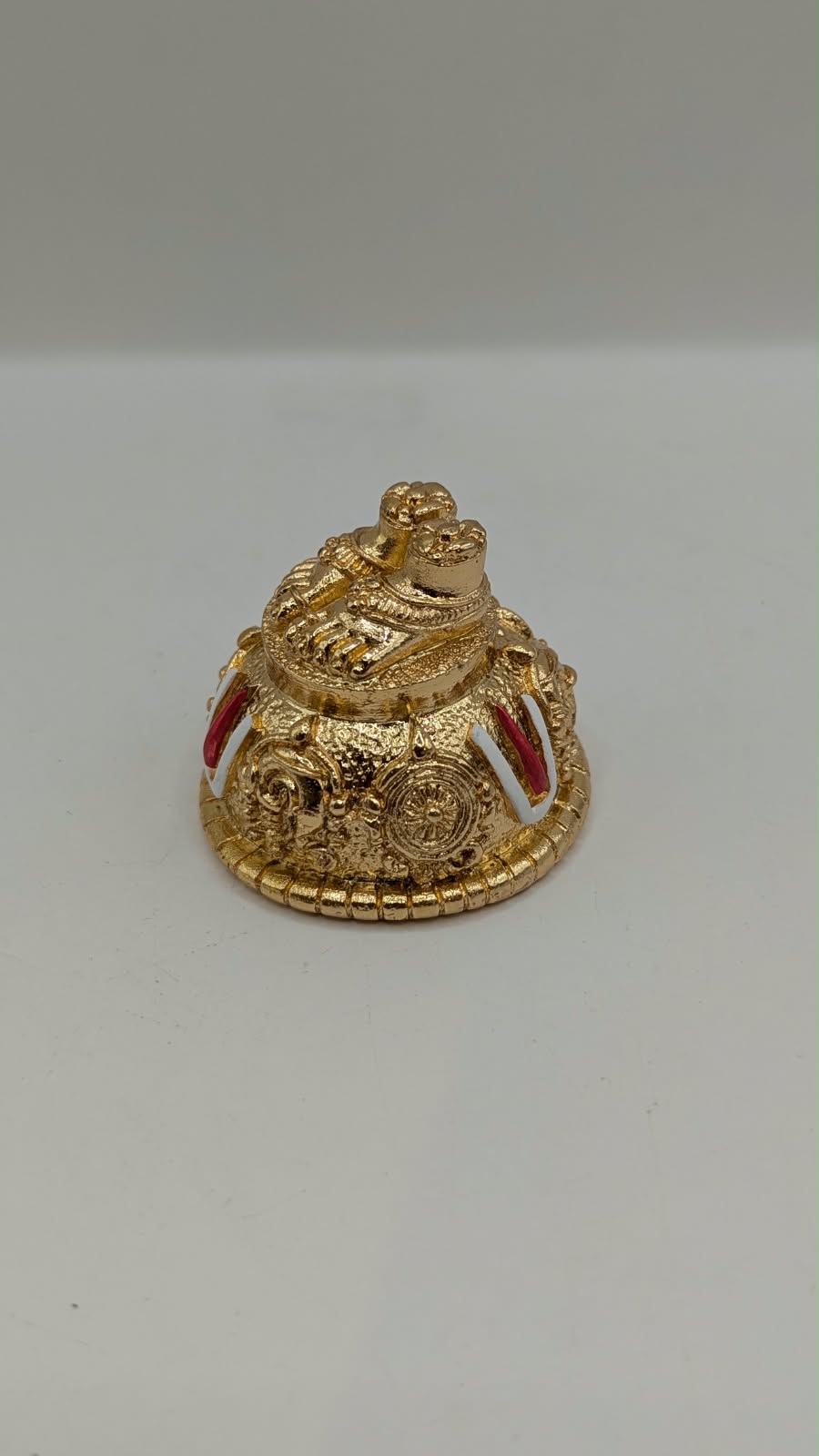 Gold Balaji charan paduka (holy feet), other side view