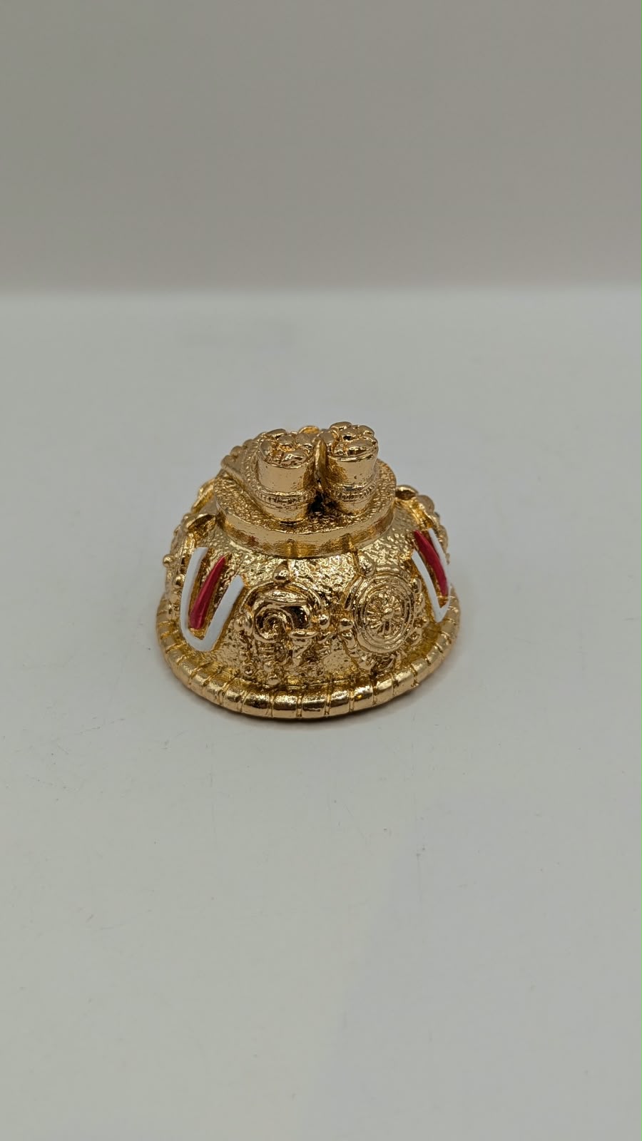 Gold Balaji charan paduka (holy feet), back view