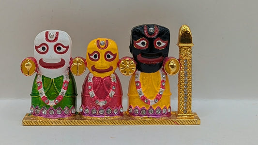 Colourful Jagannath Balabhadra Subhadra murti, front view