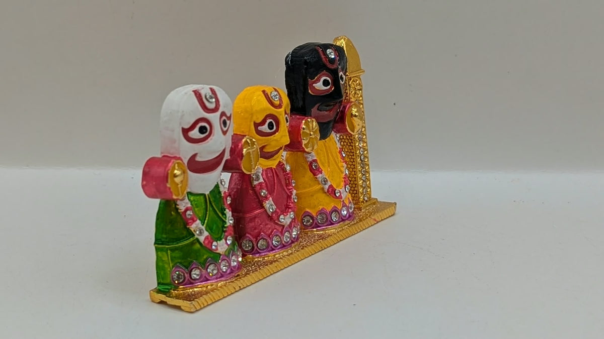 Colourful Jagannath Balabhadra Subhadra murti, side view