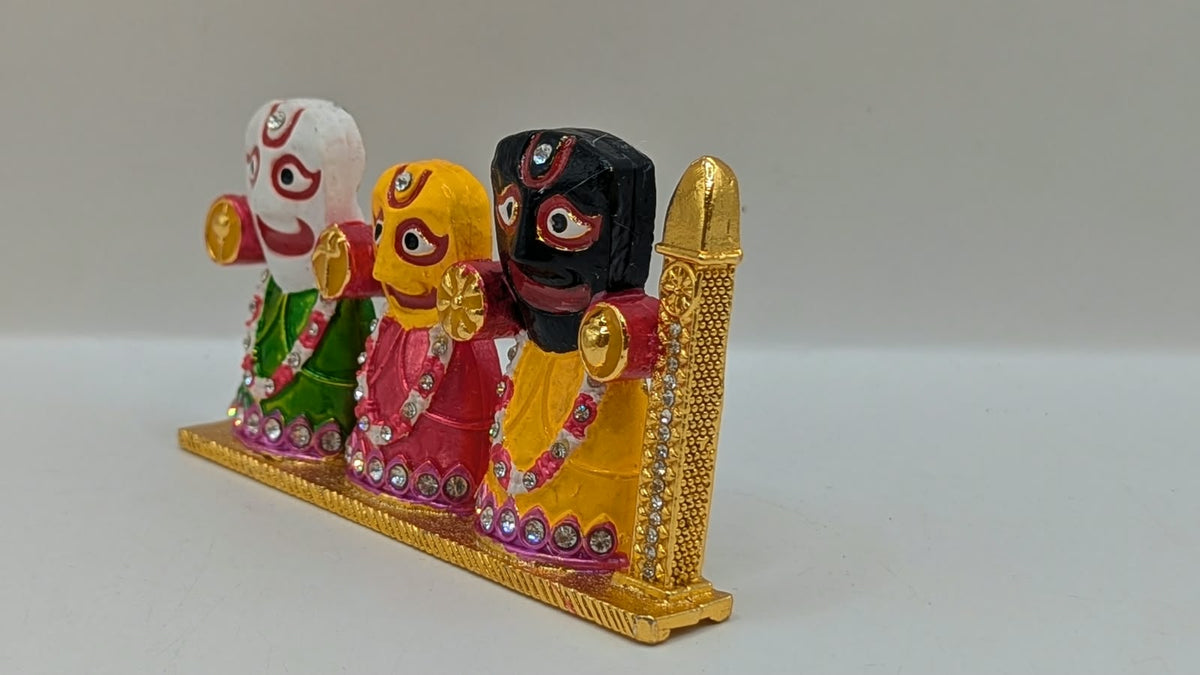 Colourful Jagannath Balabhadra Subhadra murti, other side view