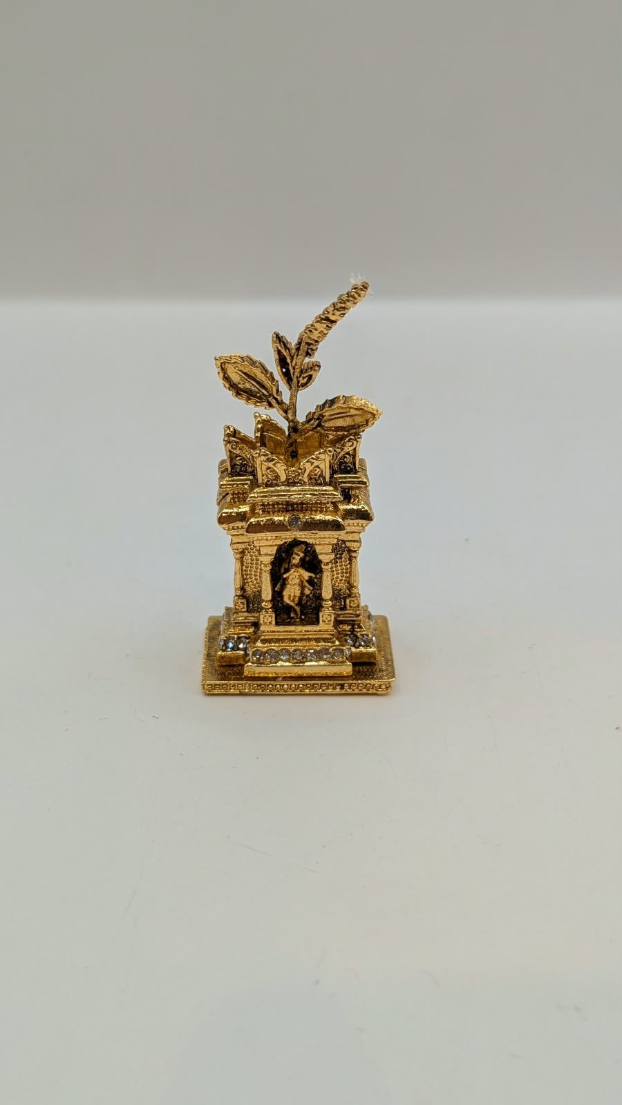 Gold Tulsi Vrindavan murti with Krishna, back view