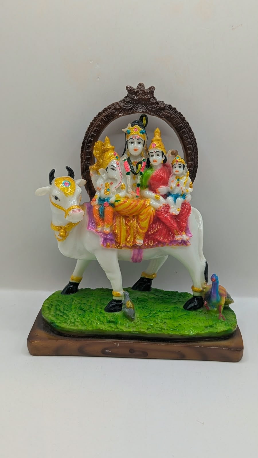 Shiv Parivar statue on Nandi, front view